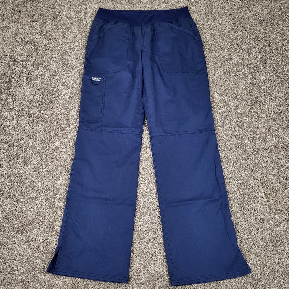 Cherokee Workwear Scrub Pants Womens Small Navy Blue Excellent Cargo Utility